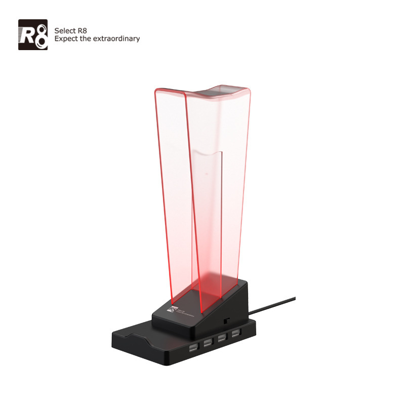 R8品牌HT02支架头戴游戏耳机支架立式发光底座四USB拓展厂家 现货|undefined