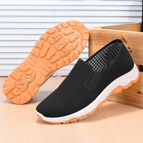 [Hiking Sole Black Cloth Shoes] Old Beijing Casual Shoes Anti-slip Soft Sole Cloth Shoes Comfortable Breathable One-Step Men's Shoes
