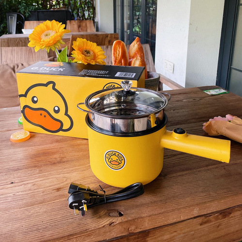Hello Little Yellow Duck Electric Cooker, Household Multifunction Mini Steamer and Cooker in Student Dormitory for instant noodles, wholesale
