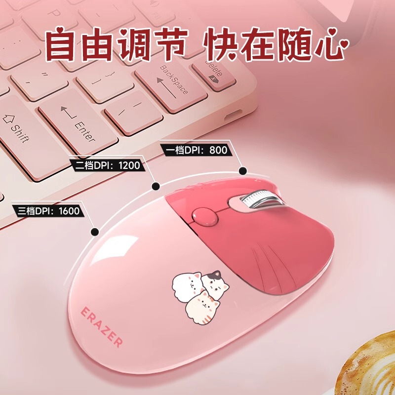 異能者無線マウス女子高颜値かわいいピンクニャン萌えアニメ静音オフィスコンピュータマウス|undefined
