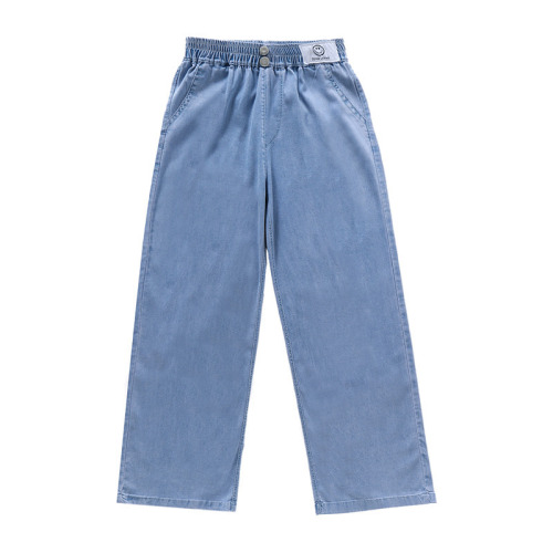 女童夏季冰丝薄款直筒阔腿牛仔裤小学生宽松休闲初中学生夏季薄款