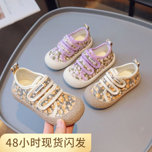25 Spring and Autumn Korean Style Children's Floral Canvas Shoes Children's Velcro Baby Shoes Boys and Girls College Style Campus Shoes