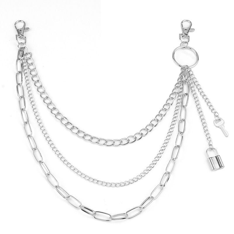 Belt Women's metal ins chain key lock decoration punk waist chain pants chain accessories jk skirt hip hop jewelry