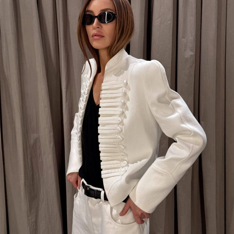 Cross-Border European and American Style Ins2026 Spring Season Napoleon-Style Long-Sleeve Slim-Fit Blazer with Shoulder Pads Cross-Border European and American Style Ins2026 Spring Season Napoleon-Style Long-Sleeve Slim-Fit Blazer with Shoulder Pads