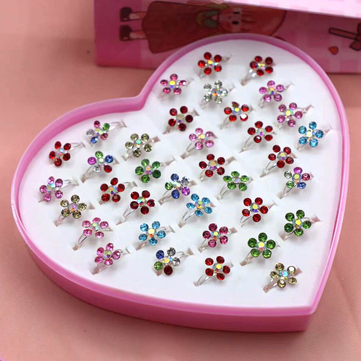 Cartoon Style Crown Flower Butterfly Alloy Plating Inlay Rhinestones Girlu0027S Rings 1 Set