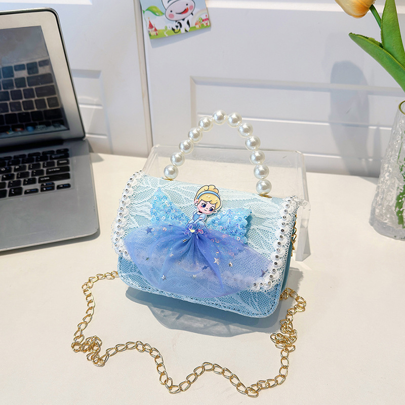 Bagos de hombro para niños primavera y verano frescos bolsos de perlas para niñas Aisha pequeña princesa bolsos de mochila de estilo extranjero