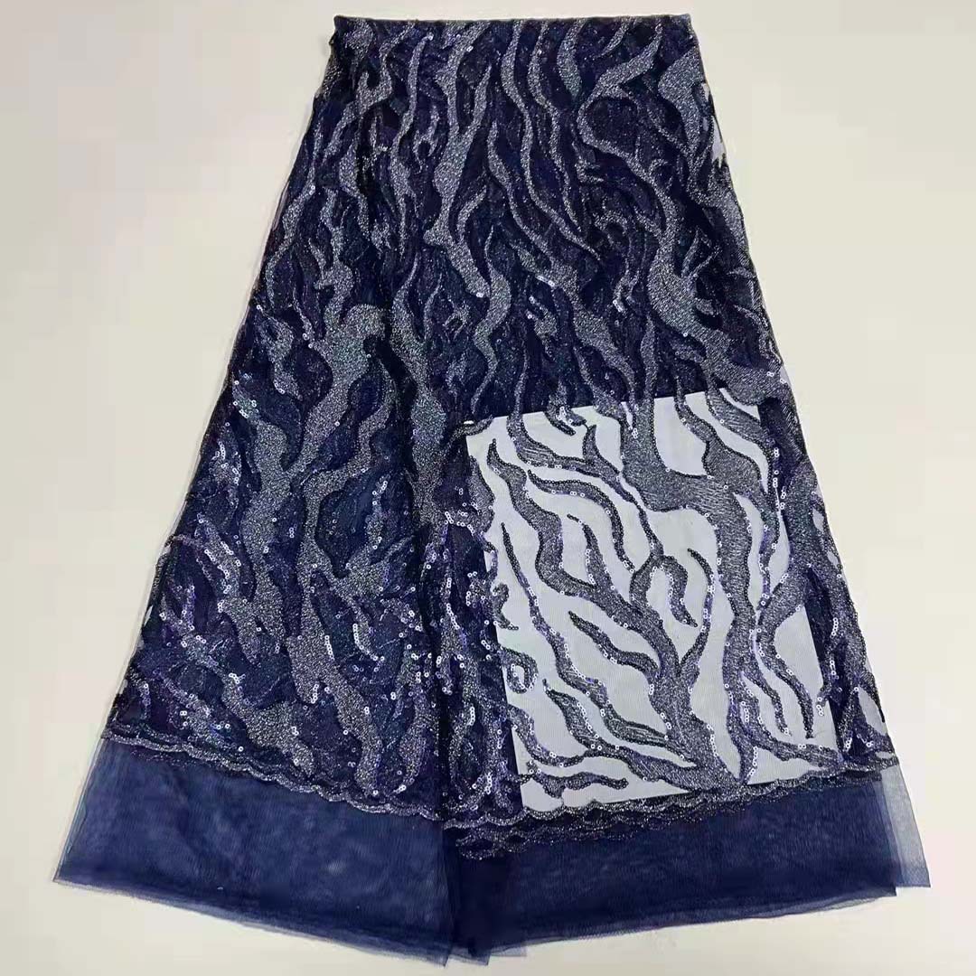 Nueva malla oscuro patrón de lentejuelas bordado accesorios de encaje de Europa y América no-vestido de fiesta de la boda tela de encaje JX1847 image 10