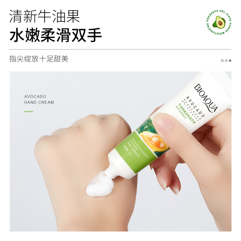 Boquanya aguacate tierno y suave brillante crema de mano hidratante anti-craqueo hidratante piel cuidado mano crema al por mayor