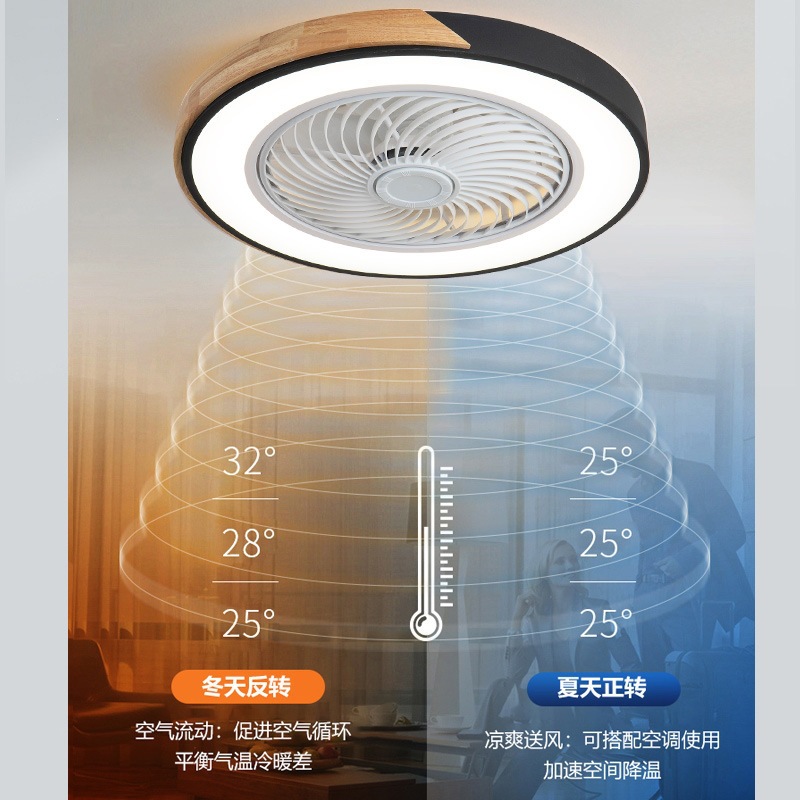 Ventilador de Techo con Luz de Madera 110V de Hierro Ultrafino con Control Remoto para Dormitorio image 5
