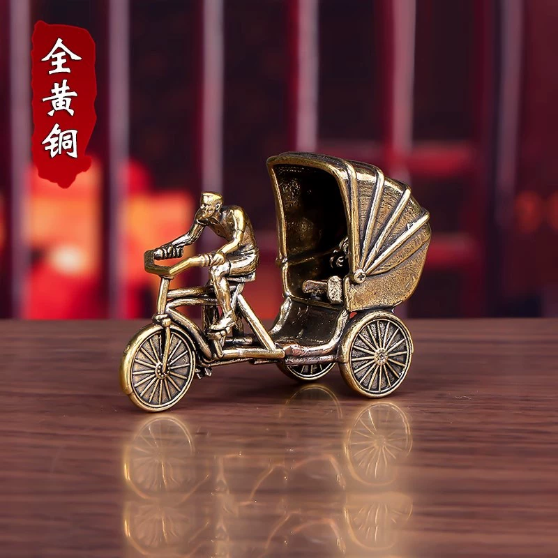 Чистая медная украшение, рикша для человека, чтобы прокатиться в гостиной столешница ретро модель креативные поделки украшения