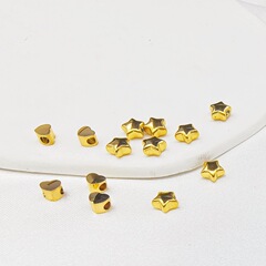 チタン鋼水平穴小さな愛の星ペンダント DIY ジュエリービーズ 18 K ゴールドボディカラー五芒星