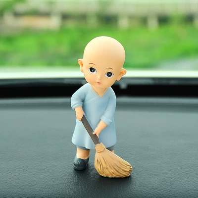 Car Ornaments Little Monk: Car ornaments - sweeping-the-little-monk