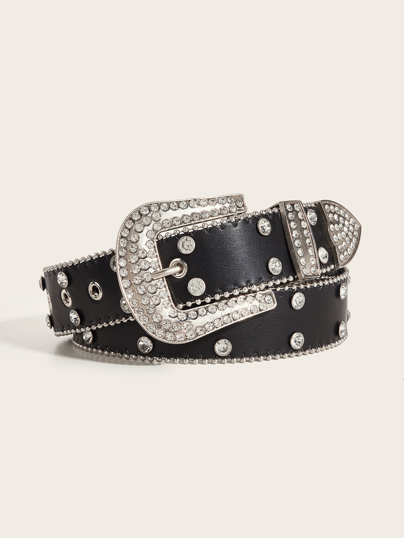 European And American Cross-Border Rhinestone Belt For Men, Inlaid With Sparkling Rhinestones, Hip-Hop Punk Style,_voghion.com