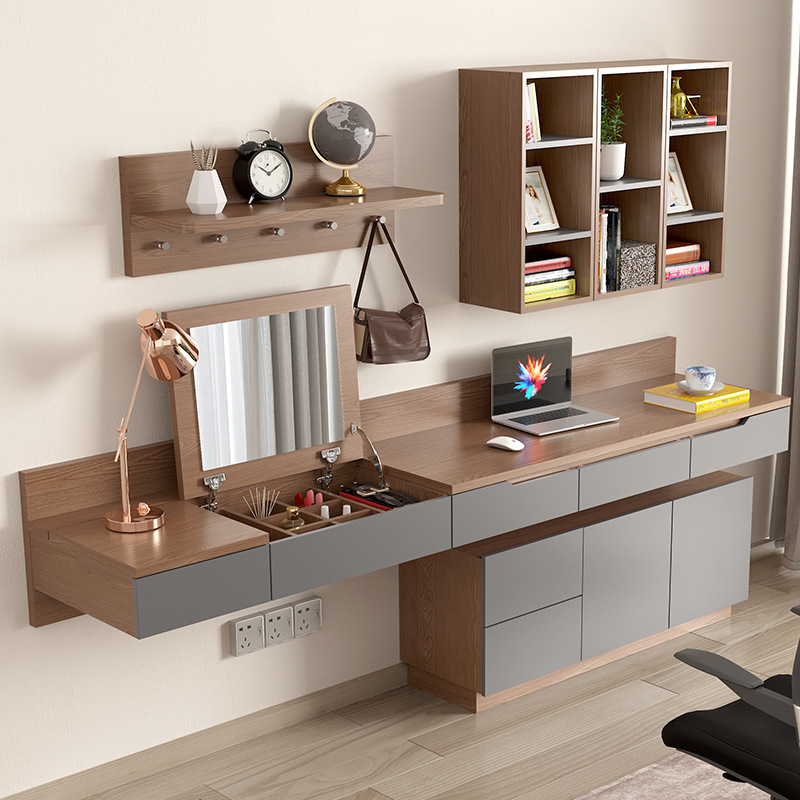 Desk Bookshelf Combination Integrated Bay Window Wall Cabinet Bookcase Simple Bedroom Table Wall-mounted Suspended Desk