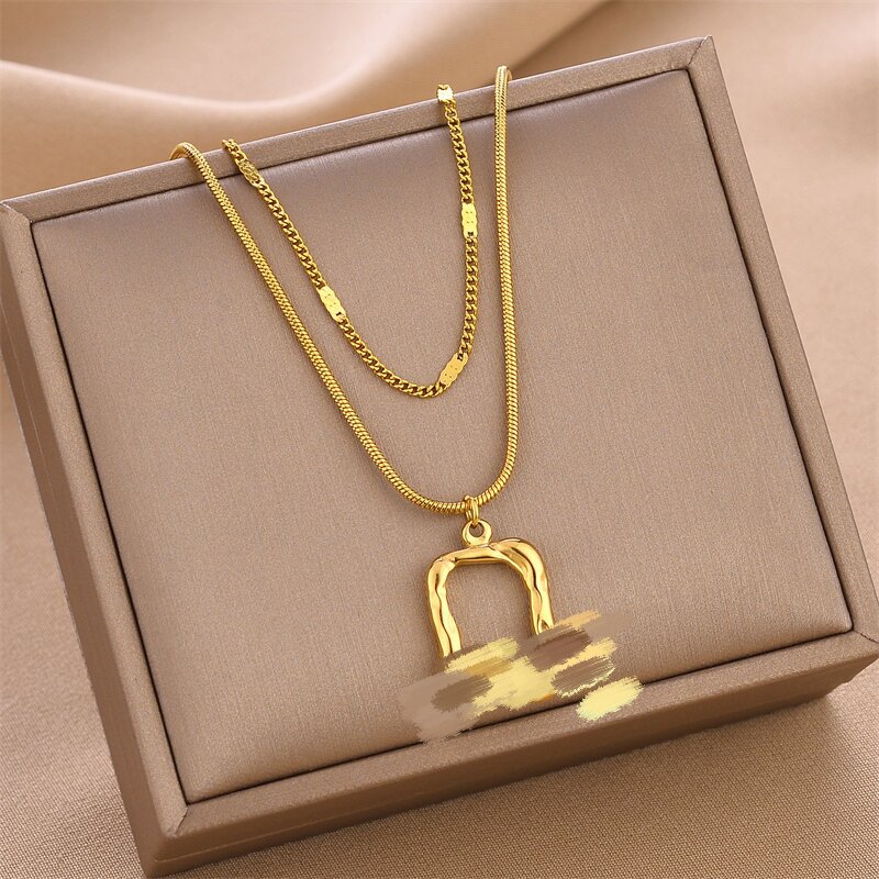 Collar de acero de titanio nuevo transfronterizo, joyería femenina, personalidad de moda, venta caliente simple, joyería de cadena de clavícula femenina, collar creativo image 175