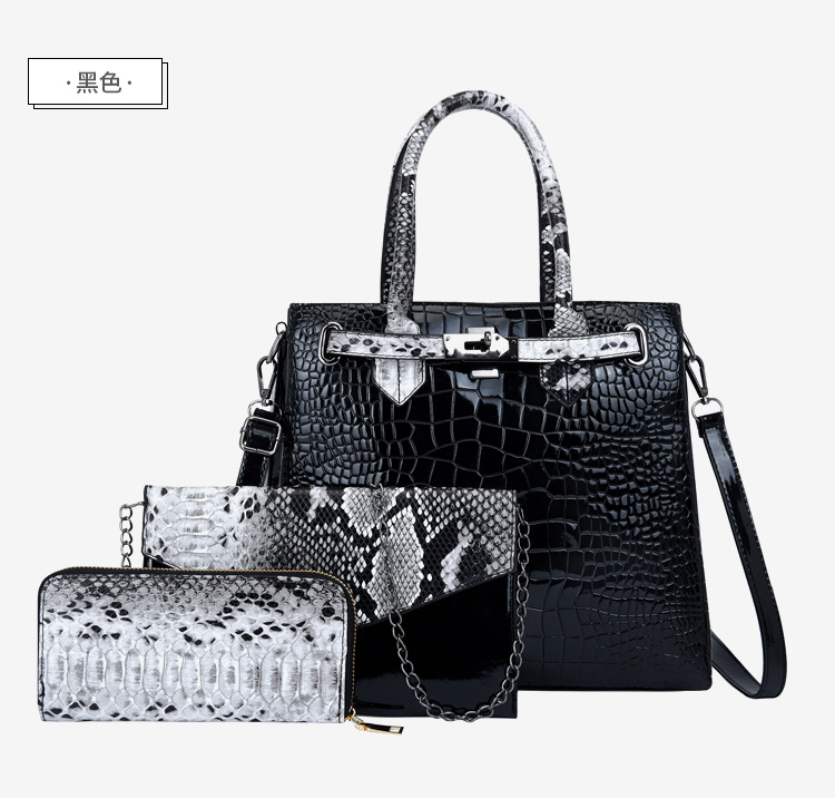 New European and American fashion crocodile pattern crossbody single-shoulder handbag bags for women, wholesale of mother and child set bags undefined