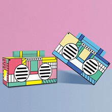 新款创意礼品复古蓝牙音响家具摆件样板间小钢炮全版印刷包纸音箱