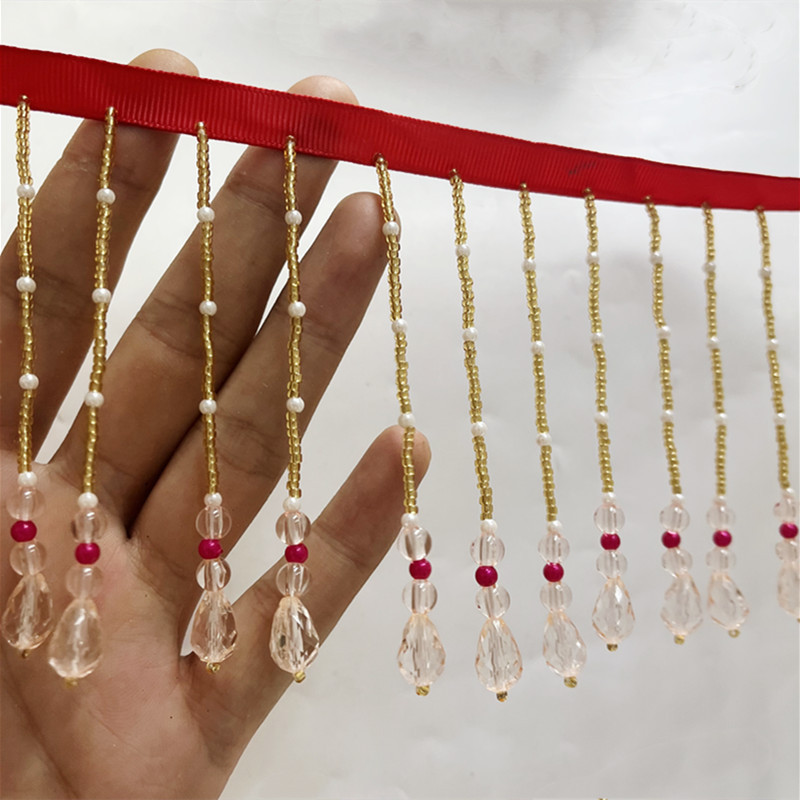 红色手工水滴吊坠流苏花边 汉服婚纱配饰DIY服装辅料 童装裙摆