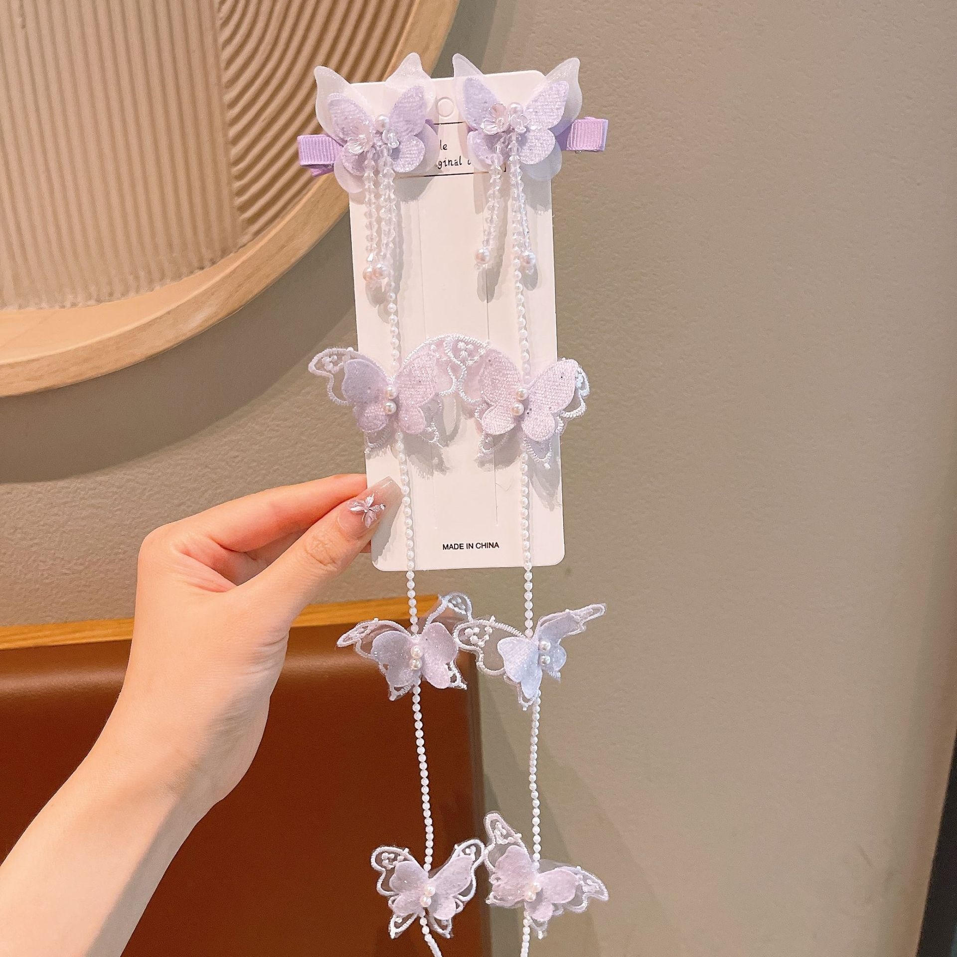 Explosiones de mariposa para el cabello de princesa infantil primavera mariposa de hadas perlas trenzadas brocas de cabello primavera nuevo estilo antiguo