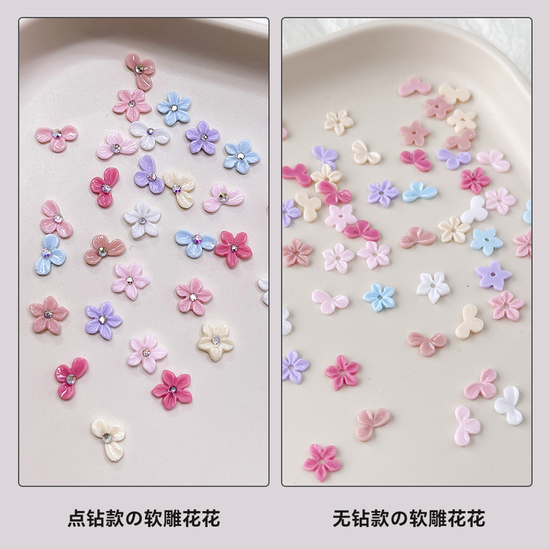 新しいネイルアートジュエリーポイントダイヤモンドソフト彫刻五弁花新鮮なマカロン甘い樹脂アクセサリー diy ネイルアートアクセサリー|undefined