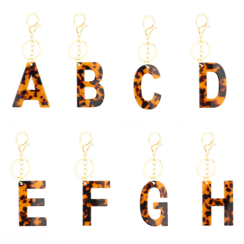 Leopard print letter key chain creative acrylic pendant bracelet European and American fashion jewelry cross-border for new goods sales