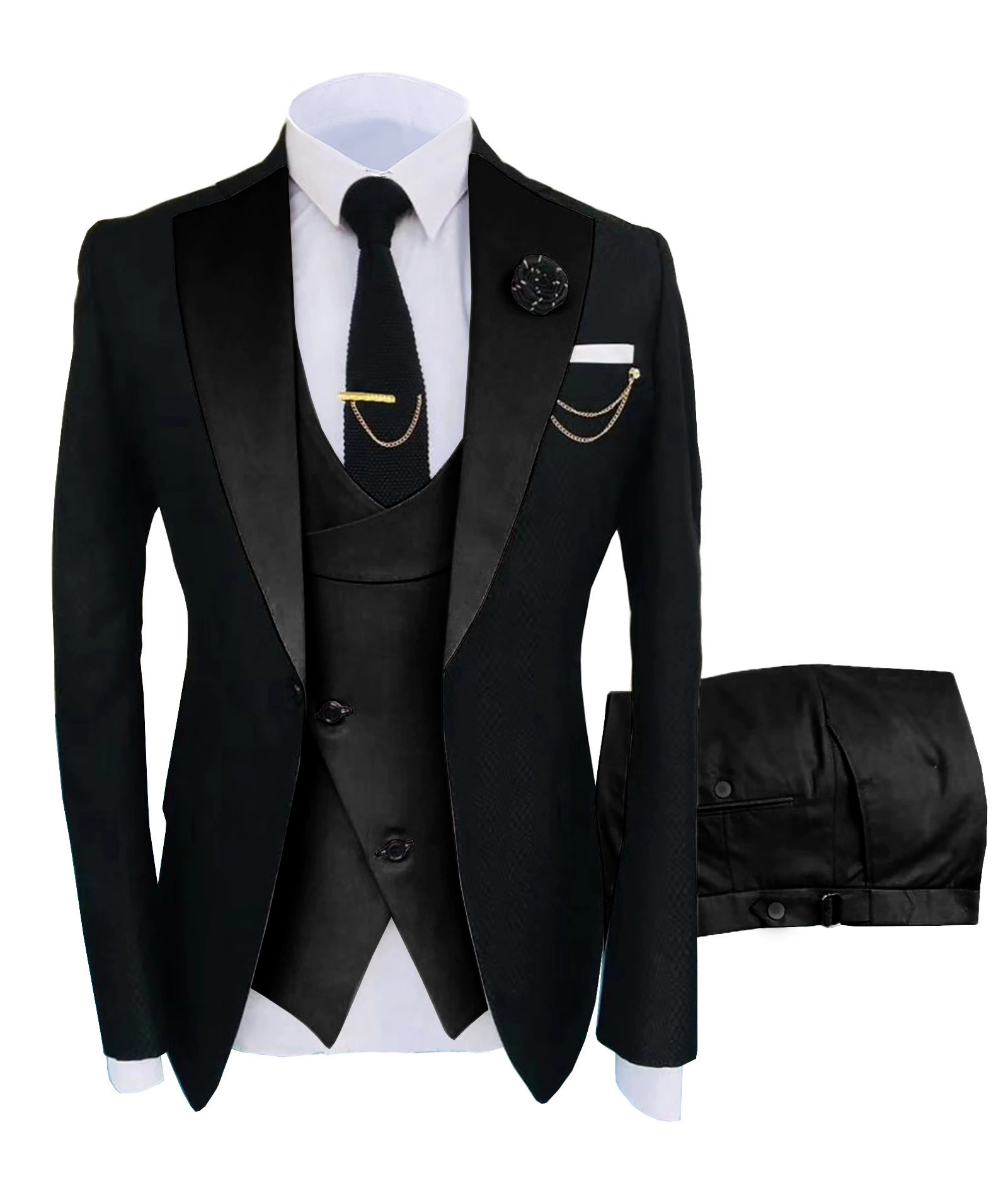 Классический костюм куртка, свадебное платье, жилет, брюки, набор, slim fit