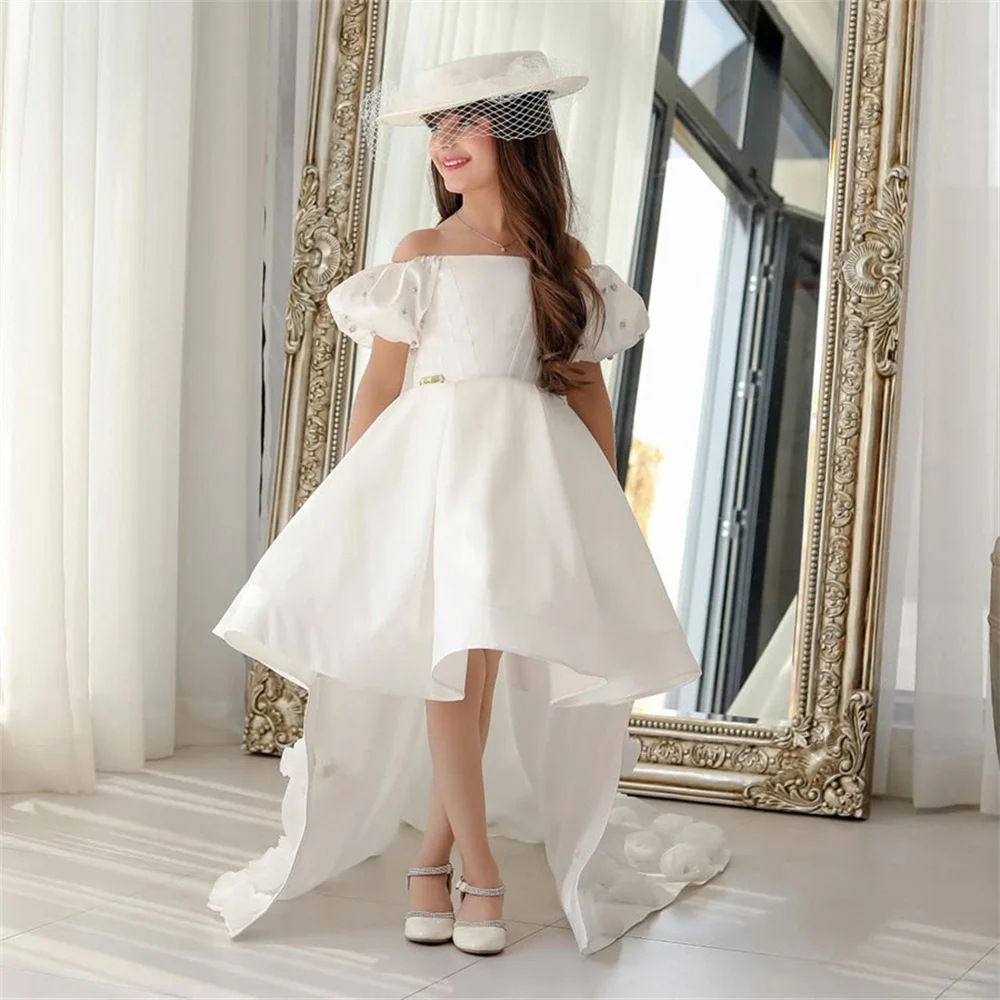 European And American Off-Shoulder Children's French Satin Design Short Front Long Back Stage Piano Performance Princess_voghion.com