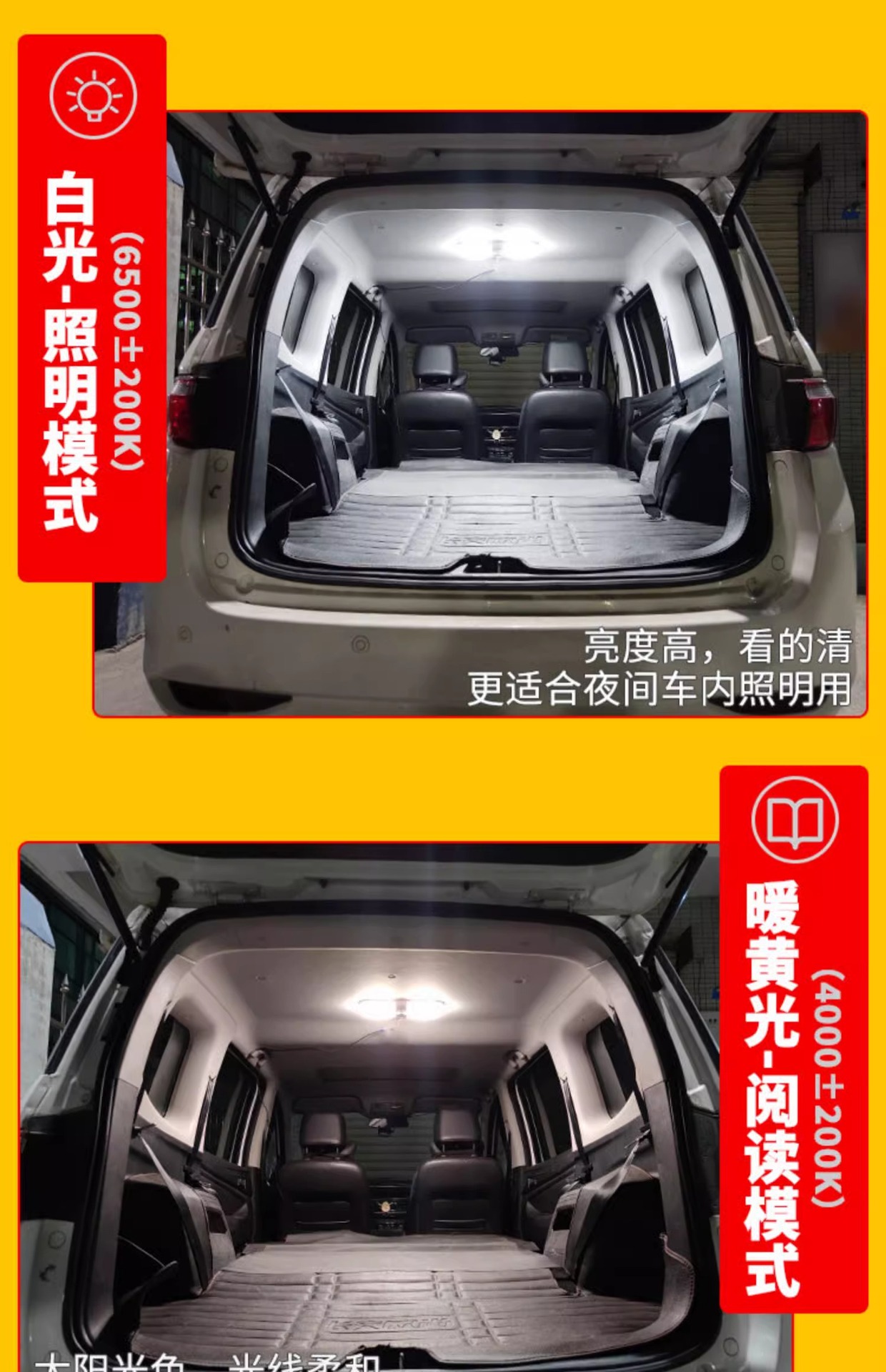 Car, Truck, and Bus Roof Light 12V/24V Universal Rv Led Roof Light Three-Color Cabin Light Super Bright Reading Light