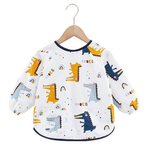 Spring and Autumn Thin Cartoon Cotton Children's Cover-up Waterproof Lining for Boys and Girls Baby Long Sleeve Inverse Dress Wholesale