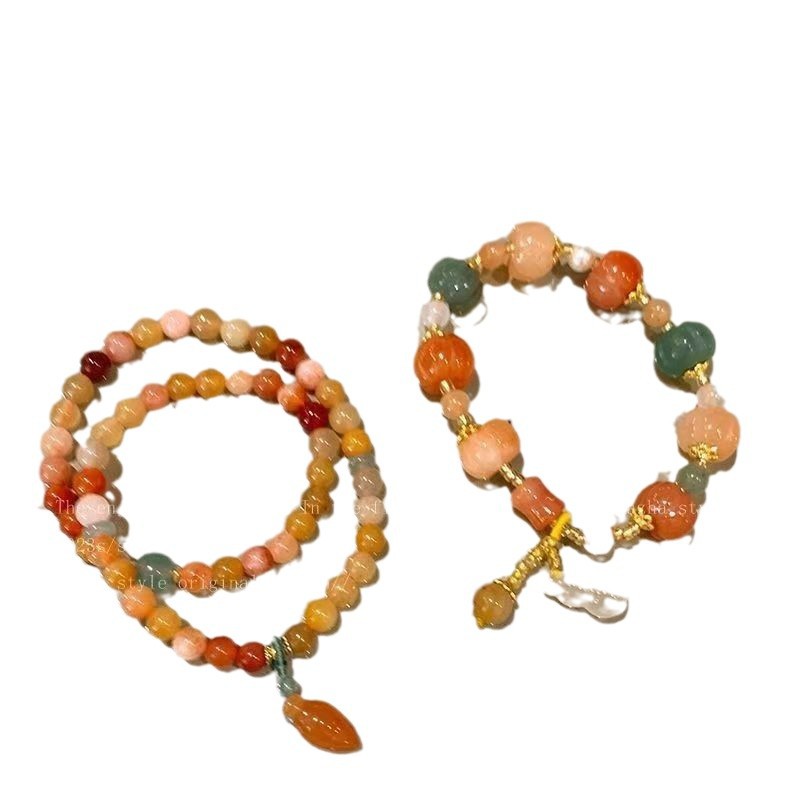 Pulsera de tejido de oro de calabaza esmaltada, pulsera de estilo retro de mujer, nueva pulsera china de alta calidad, joyas de cuentas al por mayor