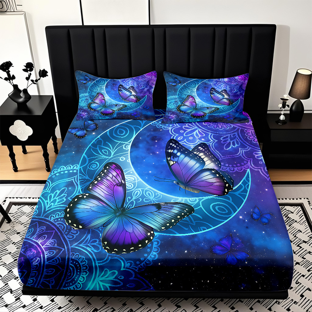 TEMU / JIT transfronterizo varios patrones de mariposa impresión digital de alta definición cama gaza pillow cover kit exclusivo transfronterizo