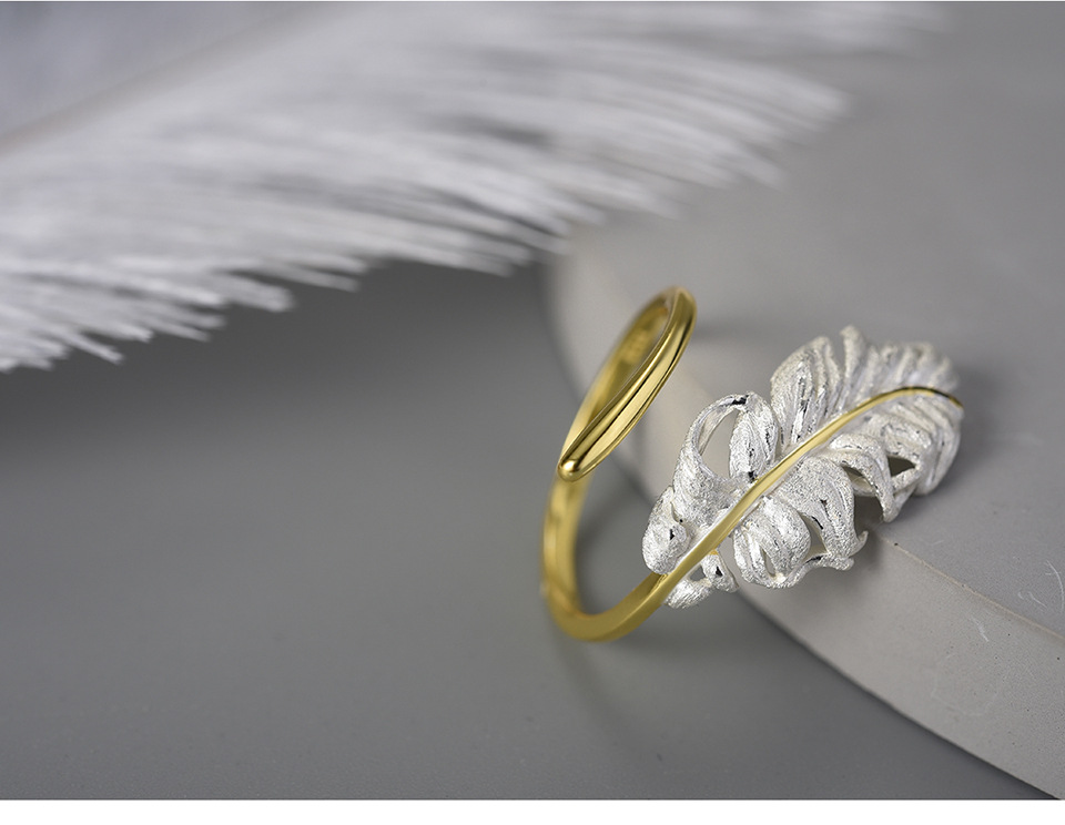 Simple Style Feather Sterling Silver Rings display picture 2