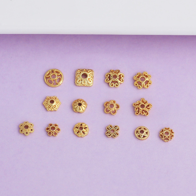 Wholesale Copper Gold-Plated Color-Preserving Hollow Bead Spacers DIY Bracelet Necklace Bead Accessories