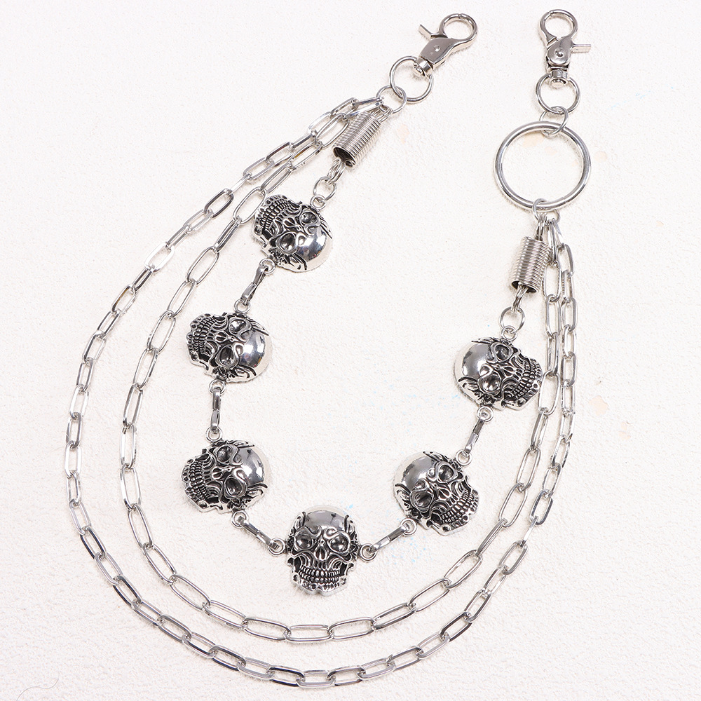 European And American Cross-Border Punk Personality Hip-Hop Spring Decoration Denim Hanging Skull Pants Chain_voghion.com