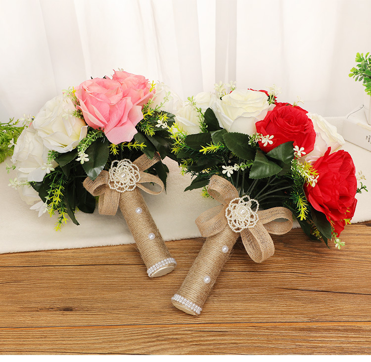 Fournitures De Mariage De Mode Mariée Tenant Des Fleurs Simulation Rose display picture 5
