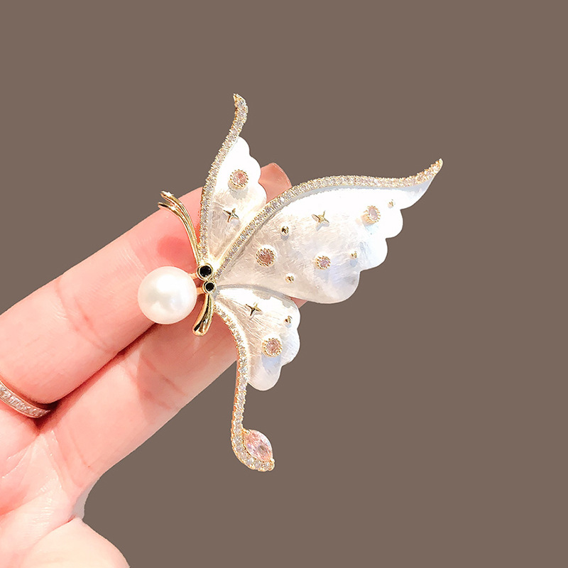 Broșă fluture de lux cu perle pentru bijuterii damă_voghion.com