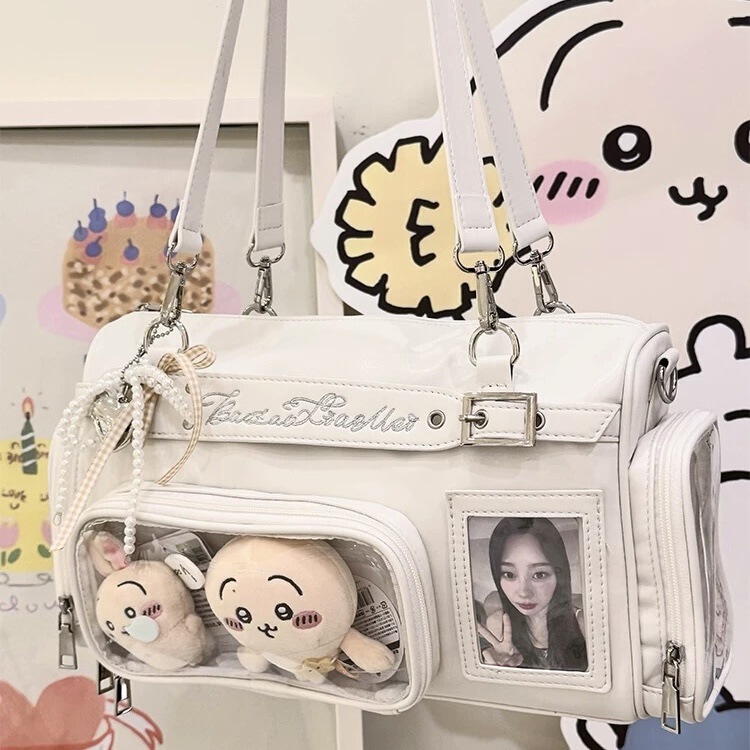 可藏灯牌原创痛包小众女包百搭休闲手提单肩透明波士顿【小春町】|undefined