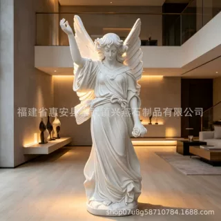 定制兴燕石雕汉白玉天使雕塑 西式人物天使雕像 室内外园林景观石