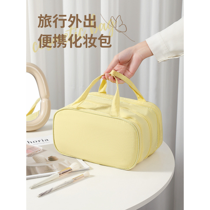 2025新款化妆包女大容量双手提三层分区化妆品收纳包轻奢防水包|undefined