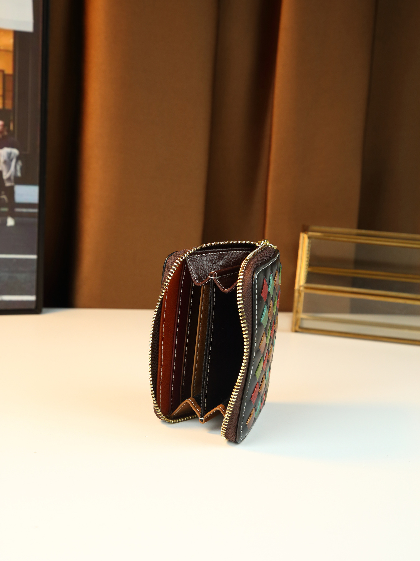 Damen Geldbörse Aus Echtem Leder Geflochten Im Retro Design_voghion.com