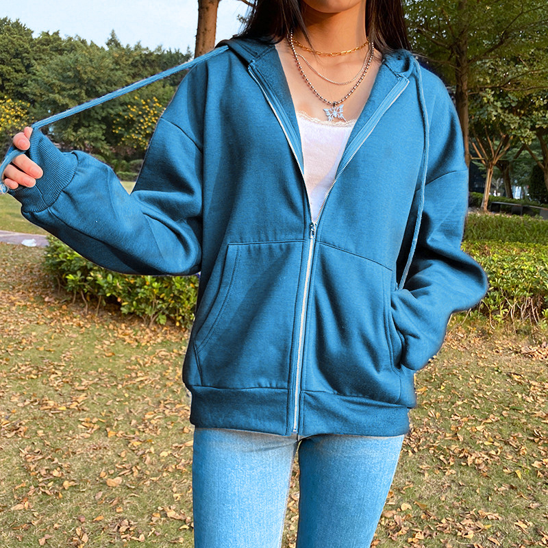 Solid Color Hooded Sweatshirt NSYF68089