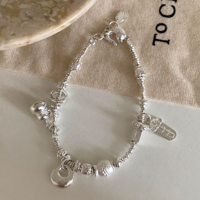 Mai Sika S925 Silver Silver Baofu Braided Bracelet for Women with a Design Sense, Small Gourd, Fat Fortune, Fragmented Silver Bracelet Jewelry