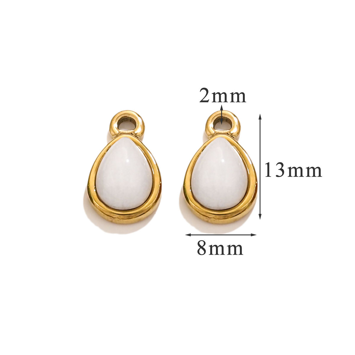 DIY accesorios de joyería gota de acero inoxidable incrustado piedra natural elíptica pequeña colgante pendientes pulseras collares materiales hechos a mano