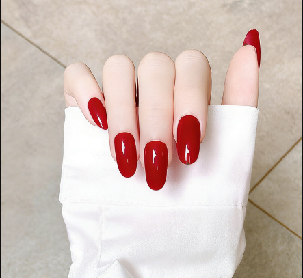 Color sólido cabeza larga redonda para usar uñas en caja ultra delgada parche de uñas falsas productos terminados piezas de uñas desmontables manicure al por mayor