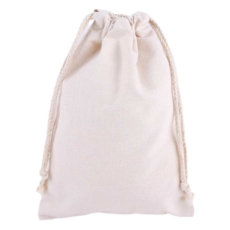 En blanco en stock bolsa de almacenamiento de embalaje bolsillo con cordón de algodón bolsa de cordón de lona creativa logotipo imprimible personalizado