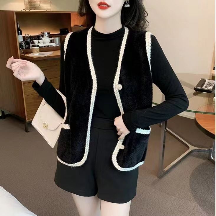 Francés Socialite estilo Chanel chaleco exterior Otoño e Invierno nueva moda todo-Partido moda sin mangas punto cardigan abrigo para las mujeres image 5