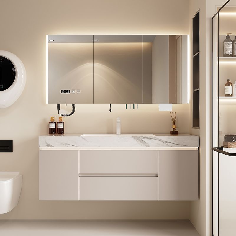 Slate Cream Integrated Style Slate Seamless Bathroom Cabinet Combination Bathroom Wash Basin Wash Basin Wash Basin