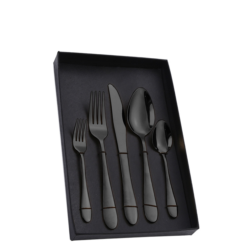 Amazon Tik Tok vajilla de acero inoxidable 4/5 piezas traje 1012 cuatro piezas principales caja de regalo cuchillo de comida occidental, tenedor y cuchara traje