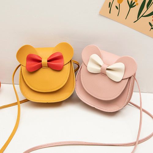 Cross-border foreign trade women's bag 2024 new cartoon children's bag cute bowknot contrasting color women's crossbody bag coin purse