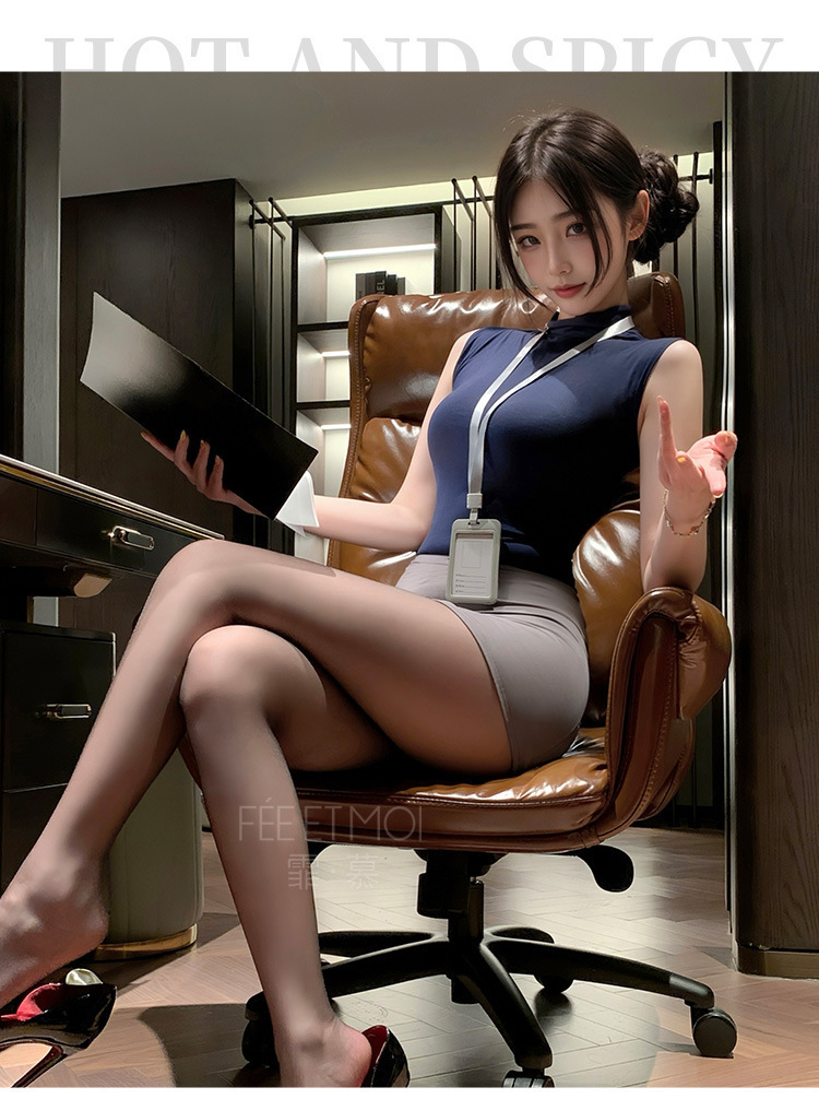 Feimu Secretary Costume Set with Top, Pencil Skirt, Thong and Badge — detail image 27